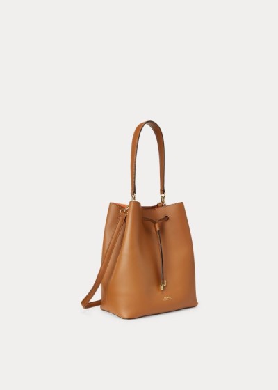 Bolsa Ralph Lauren Mujer Marrom / Naranjas - Leather Debby Drawstring - WTKIB3260